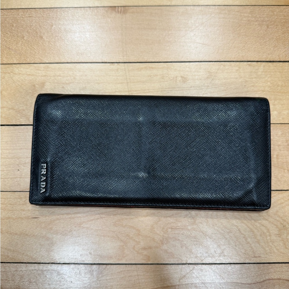 Prada Black Leather Long Wallet